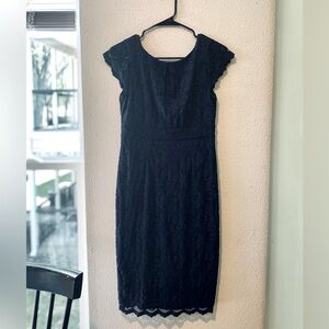 Navy Lace Sheath Dress with Cap Sleeves Size 4 Calvin Klein